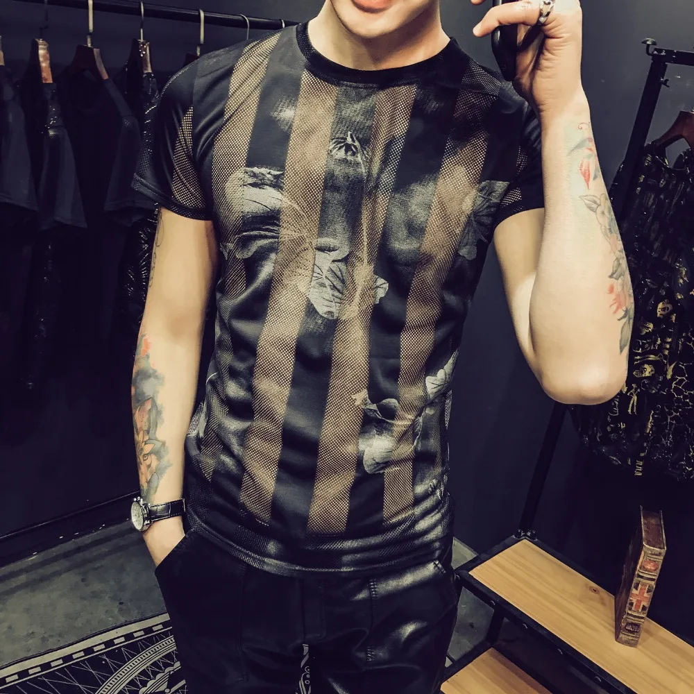 2019 новейшая полосатая футболка с забавным принтом мужские летние топы короткими