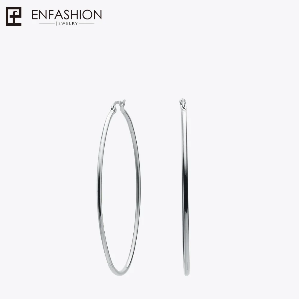 Enfashion, большие серьги-кольца, золотой цвет, тонкая линия, серьги из нержавеющей стали, круглые серьги для женщин, ювелирное изделие - Окраска металла: Silver color