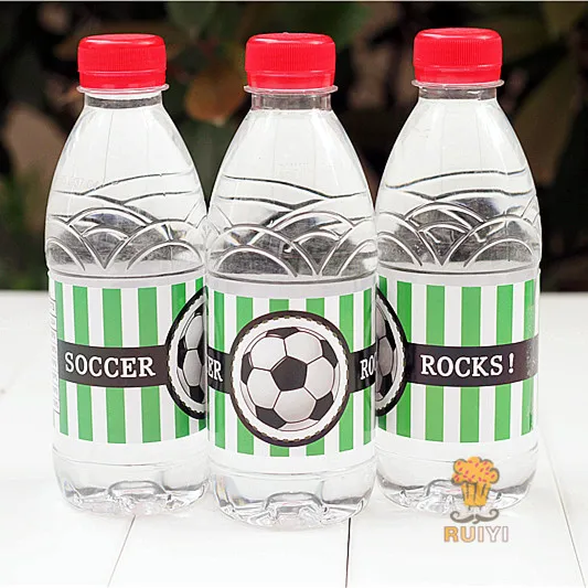 24 шт футбольный Футбол с днем рождения бутылок водой моноблок украшения Дети