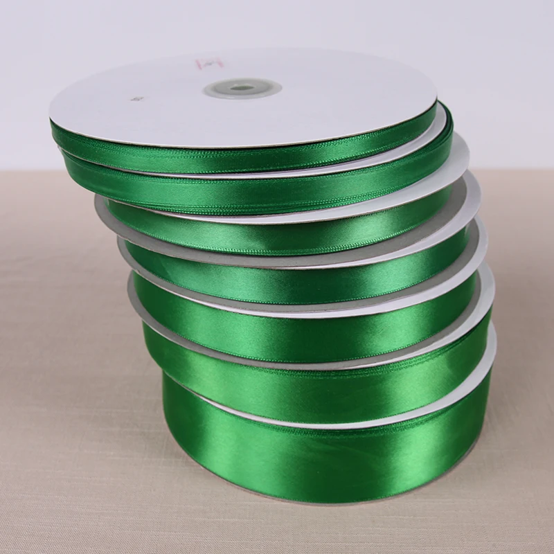 Шелковая атласная лента в зеленом цвете 25 ярдов свадебное украшение для дома