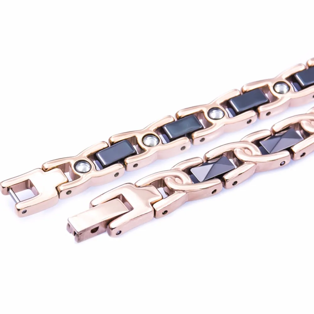 Hottime Health Care Ceramic Stainless Steel Chain Link Bracelet 13 PCS 99.9999% Pure Germanium Bracelets &amp Bangles |