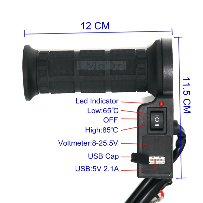 Ручки с подогревом для мотоцикла 7/8 &quotРуль электрический ручной регулируемый USB