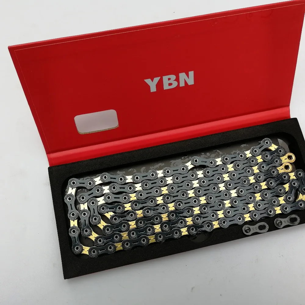 YBN Сверхлегкий черный/золотой полый 11 скоростной цепи велосипедная цепь MTB дорожный велосипед для Shimano Sram Campagnolo sylen