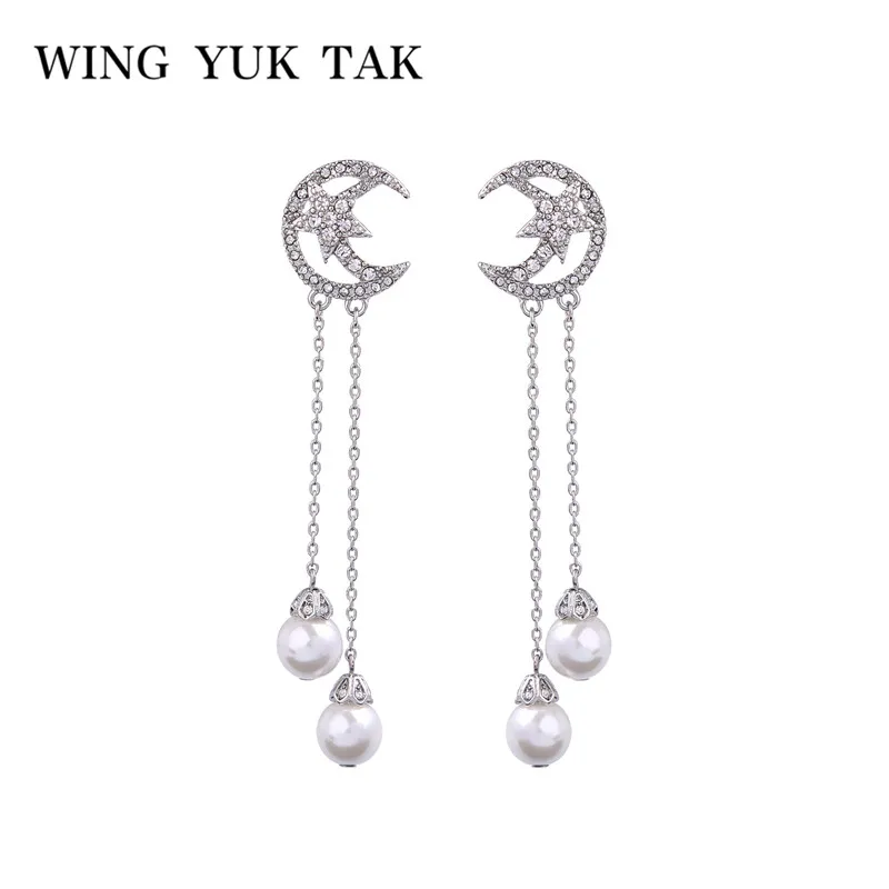 Женские свадебные серьги-гвоздики wing yuk tak с кристаллами и звездами модные