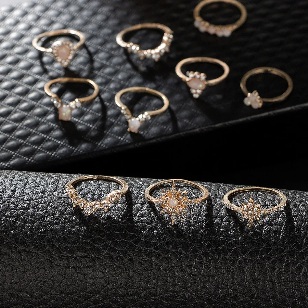 Великолепные женские кольца модные ювелирные изделия Anillos темперамент Звезды Падение белка кольцо 10 шт. Анель набор ювелирных украшений серебряное кольцо