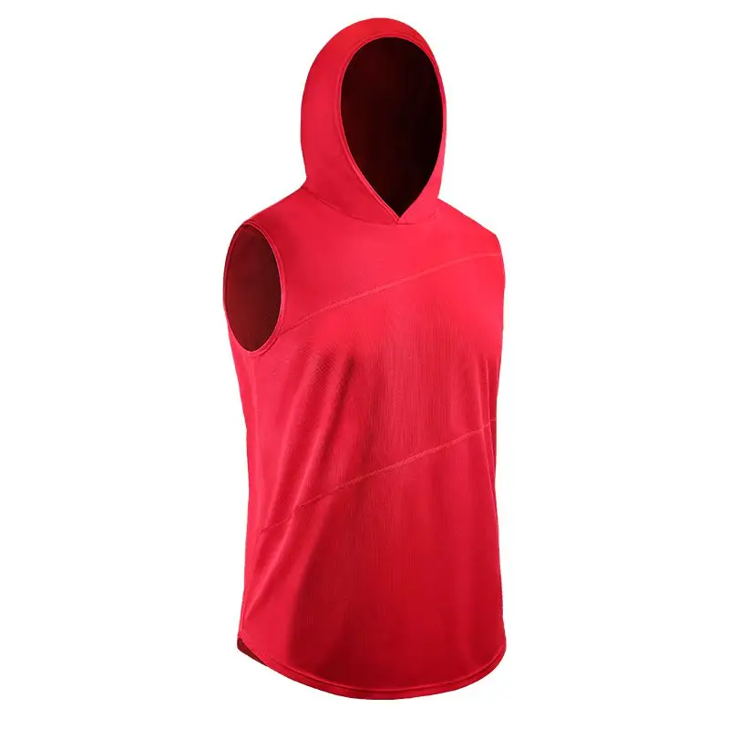 Men's tight-fitting sleeveless vest Sport running training fitness clothing Zip hooded quick-drying jacket | Спорт и развлечения