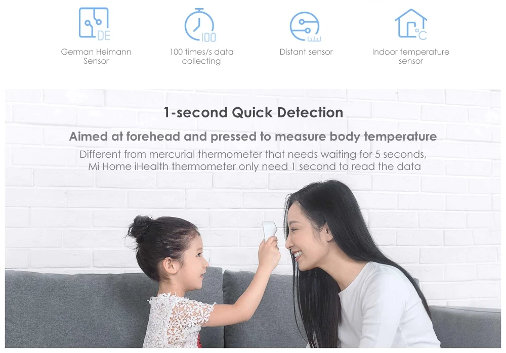 Розничная коробка Xiaomi iHealth термометр с точным цифровым термометром инфракрасный клиническое Бесконтактное измерение с светодиодный четким считыванием