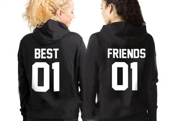 Толстовки Skuggnas Best friends Bff с длинным рукавом черные женские весенние модные