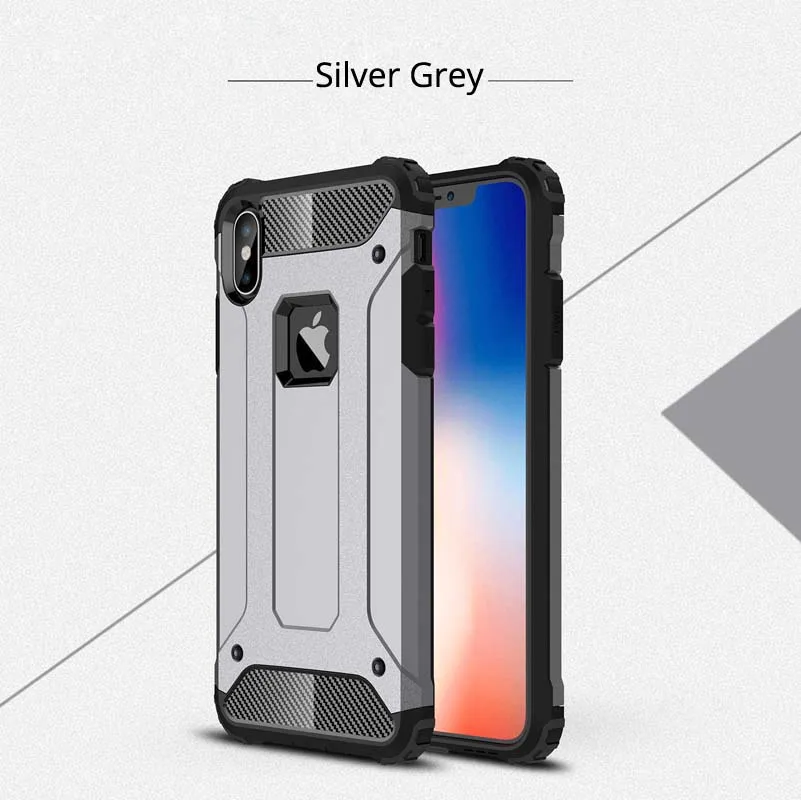 Чехол для iPhone 11 Pro Max XS XR X 8 Plus 7 6 6s 5S SE, чехол, защитный силиконовый противоударный Гибридный Твердый чехол для телефона на заднюю панель - Цвет: Silver Grey