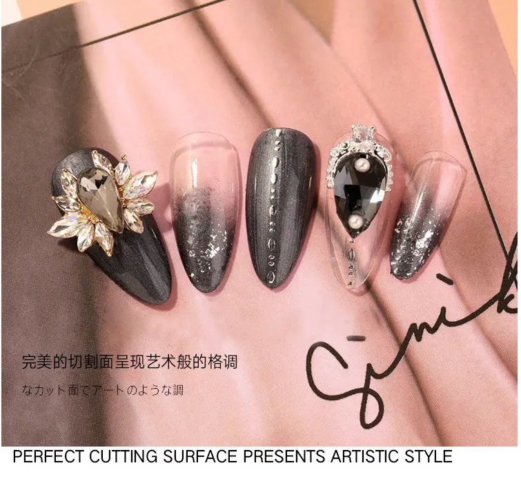 10pcs/lot super big luxury metal Nail art jewelry drop tears Rhinestone flower nails parts decorations Manicure Nail Accessories