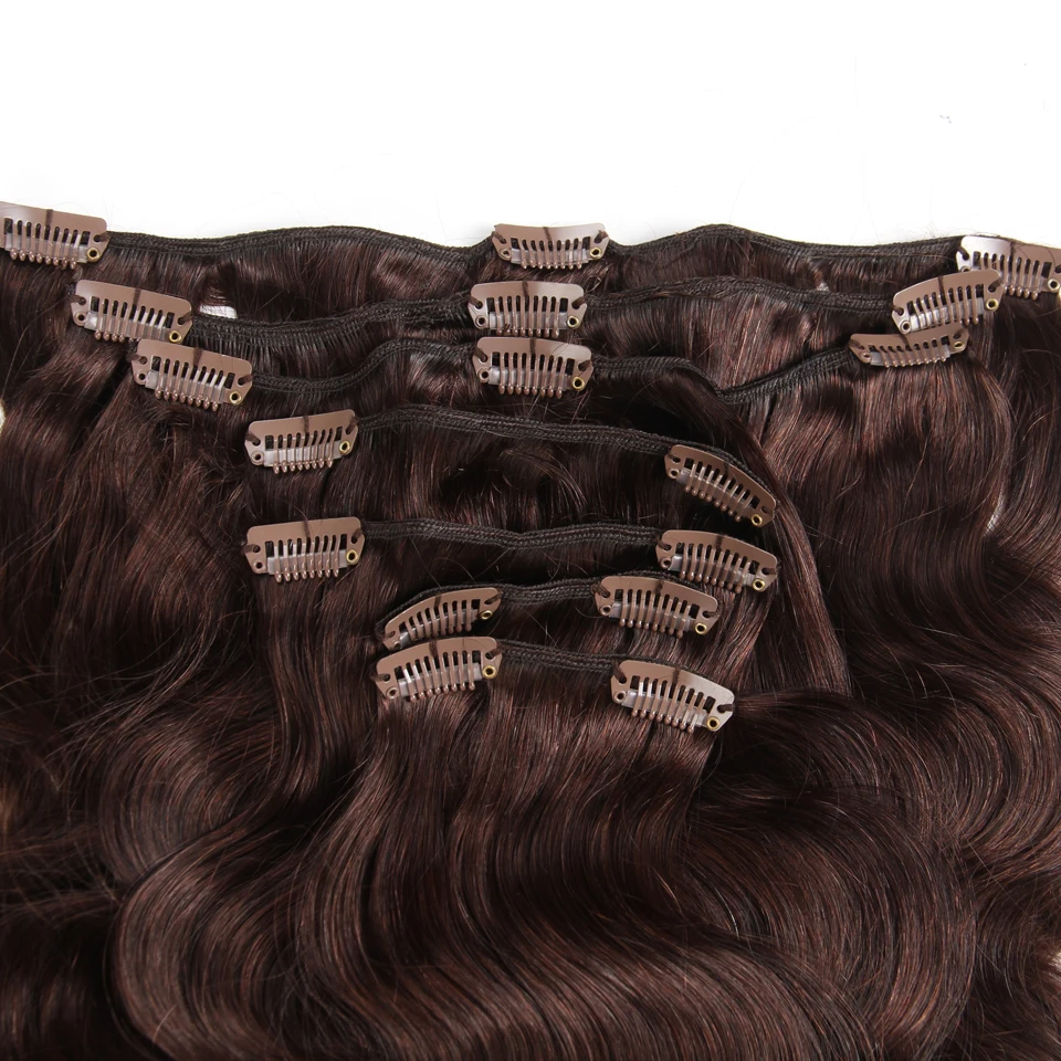 Модные человеческие волосы для наращивания на заколках, 120 г, волосы Remy для машинного изготовления, объемные волнистые, 7 шт. в наборе, человеческие волосы, 16-22 дюйма