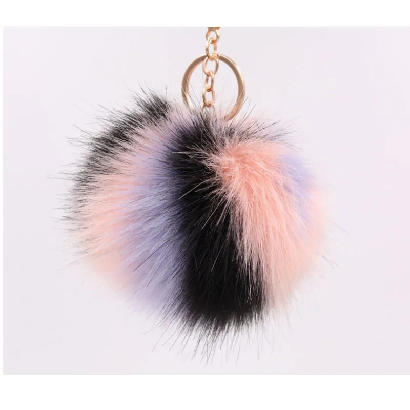 

2018 jing yang Multicolor stripe imitation wool fur wool key ring/key ring imitation rabbit hair