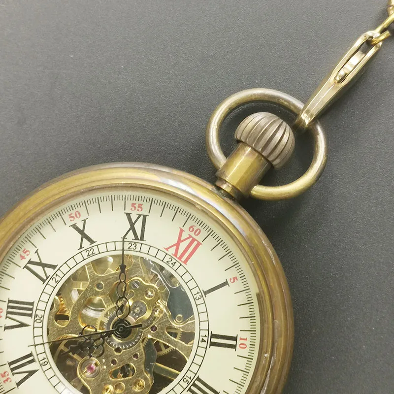 New Arrive Antique Vintage Mens Hand Wind High Quality Mechanical Pocket Watches with Chain PJX049