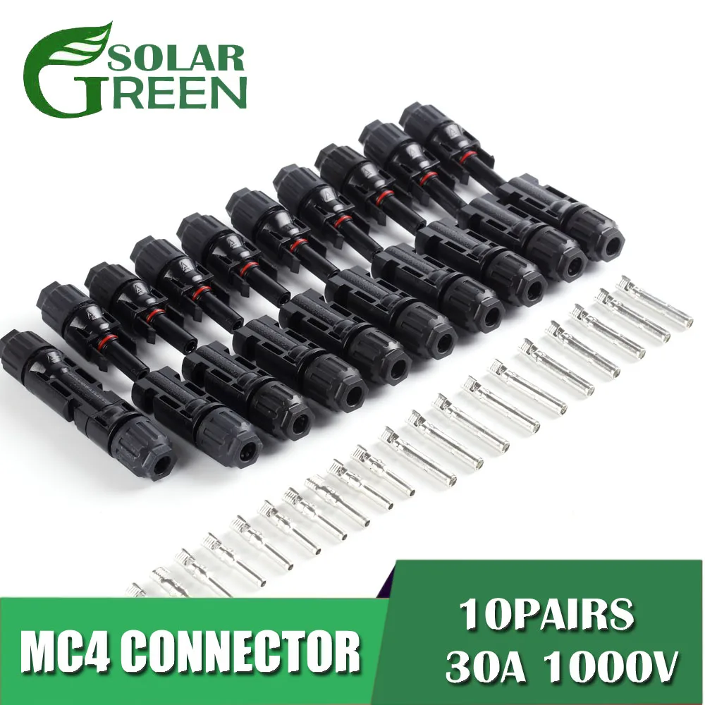 10 пар в комплекте; x MC4 разъем Мужской Женский 30A 50A 1000V MC4 Панели солнечные филиал серии соединительный кабель Мощность штекер 2,5/4/6mm2 Универсальный