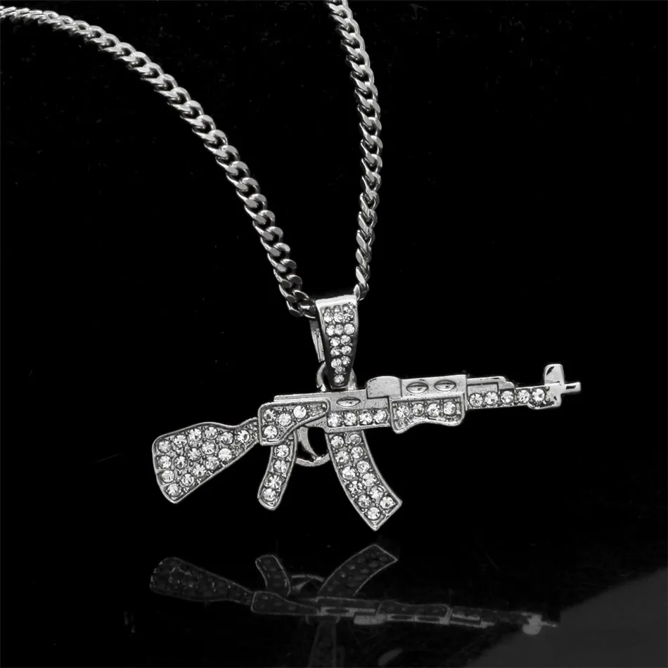 UWIN Мужская мода крутой AK47 пистолет кулон ожерелье хип хоп ювелирные изделия