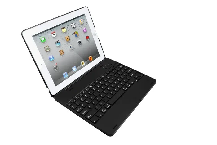 Беспроводной Bluetooth Алюминий клавиатура чехол для IPAD 2/3/4 A1376 A1395 A1397 A1458 A1459 клавиатура 7 цветов подсветка, чехол-книжка - Цвет: For ipad234 black