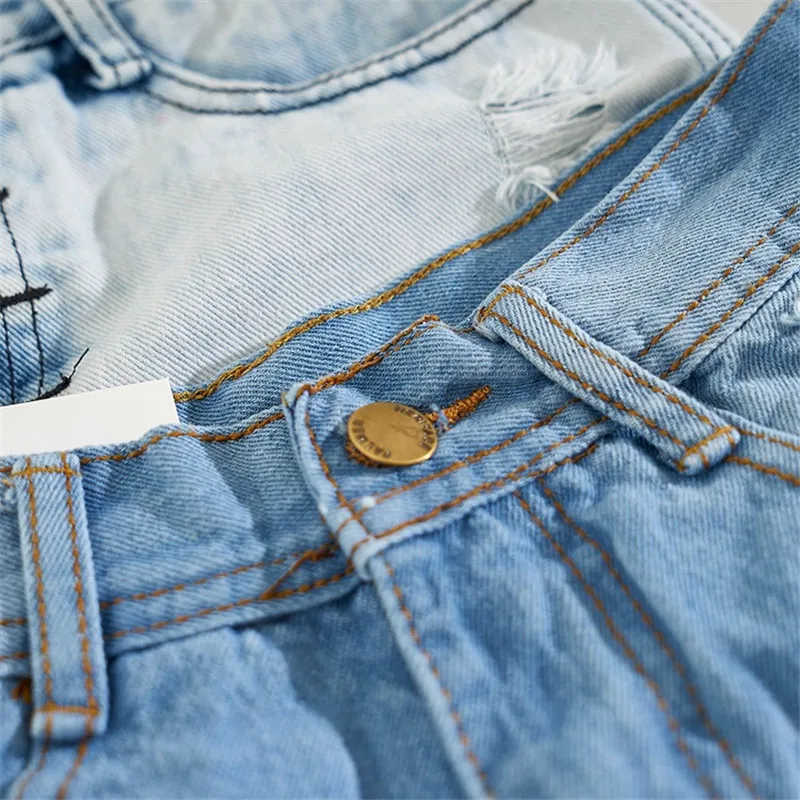 

Summer Fashion Women Denim Shorts White Hole Sexy Ripped Jeans Shorts Women Streetwear Tassel High Waist Shorts Feminino C4230