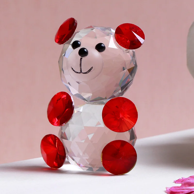 Red Красочная кристальная фигурка медведь миниатюрное милое украшение медведь украшения дома аксессуары подарок для ребенка свадебные украшения - Цвет: Red