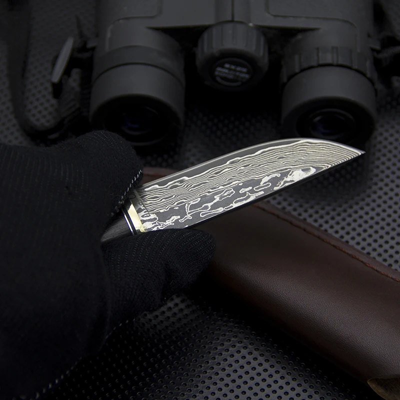 Дамасский нож с фиксированным лезвием Дамасская коллекция прямой походные ножи