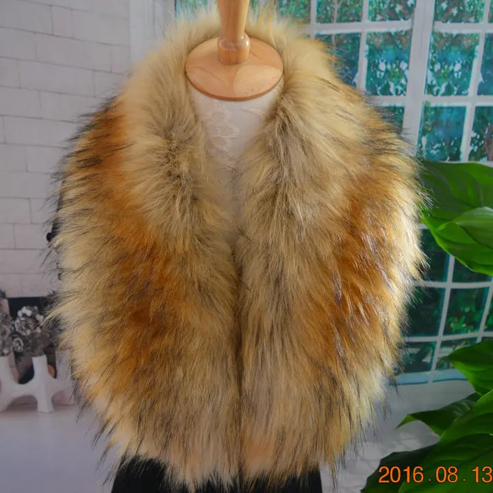 Воротник из искусственного меха енота цветной шарф для мужчин и женщин меховой