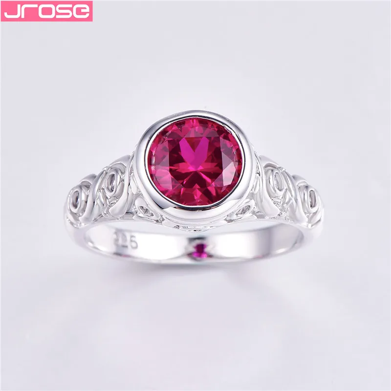 JROSE Vintage Sterling Silver 925 Jewelry Lovely Rings For Women With Round Cubic Zircon Charm Wedding Engagement Ring | Украшения и