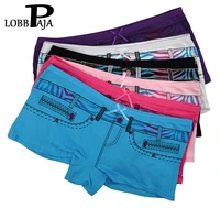 lobbpaja pack 6 pcs underwear women cotton boxers briefs shorts denim printed ladies girls panties boyshort knickers m l xl