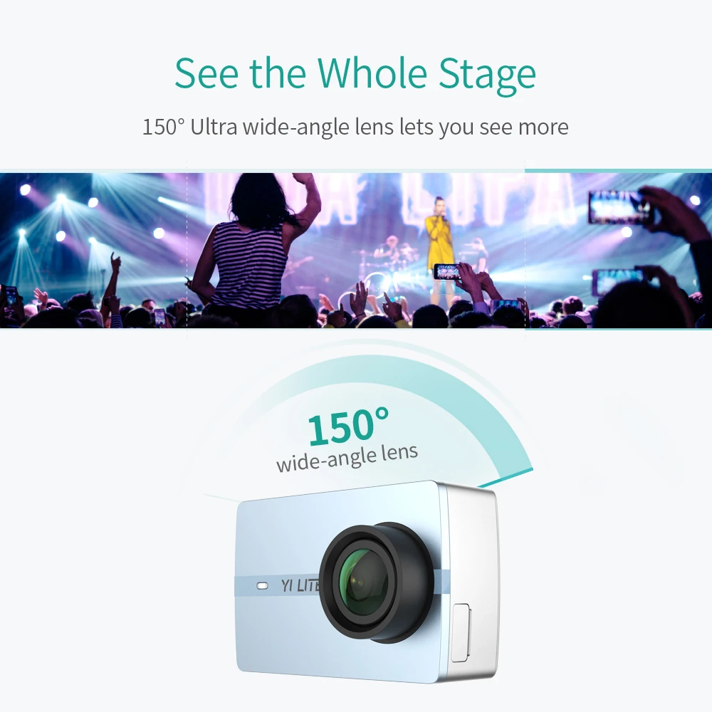 YI Lite экшн Камера 1080p Матрица SONY IMX206 Широкоугольный объектив с углом зрения 150°