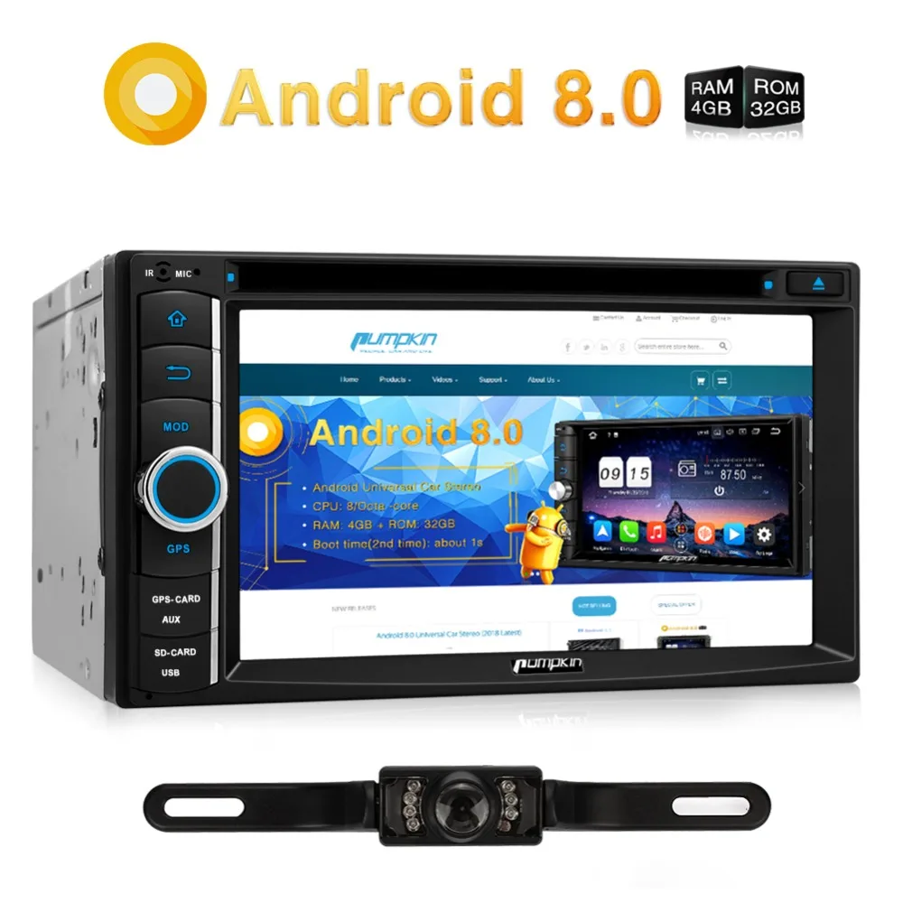 Тыква 6 2 &quotAndroid 8 0 Восьмиядерный 4G + 32G Универсальный двойной Din автомобильный