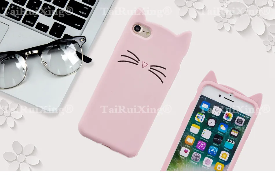 3D мультфильм розовый чехол с единорогом для iphone X 10 4 4S 5 5S 5C SE 6 6S 7 8 Plus 6 7 Plus 8 Plus милый кот Мягкий силиконовый чехол для телефона