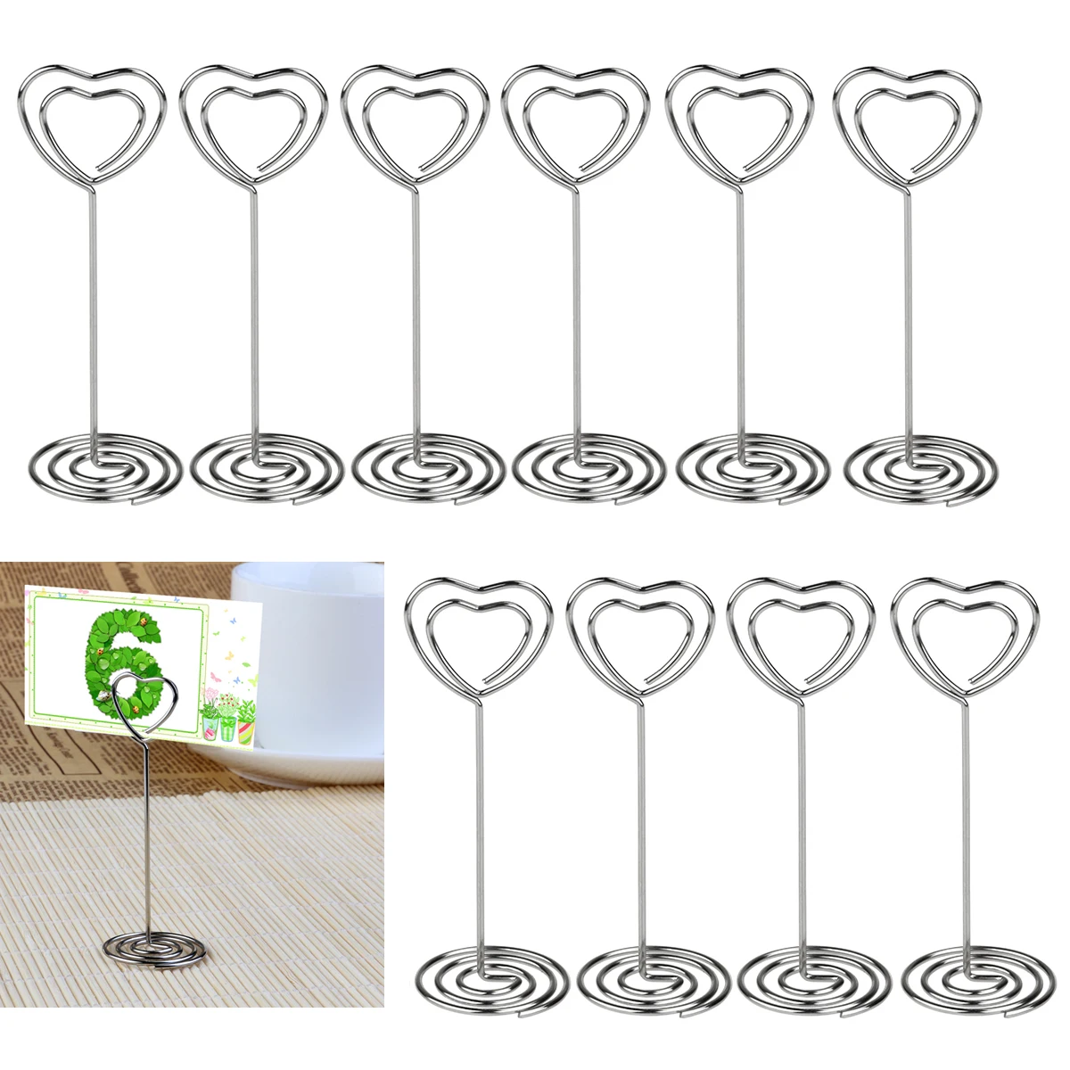 10Pcs/set Place Card Holder Heart Shape Clips Lover Wedding Decor HolderTable Photo Memo Base Stand A30 | Дом и сад