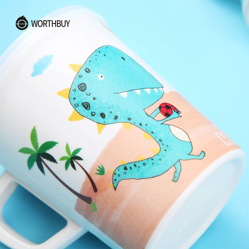 WORTHBUY милый мультфильм Детская кружка Экологичная бамбуковая кофейная с крышкой