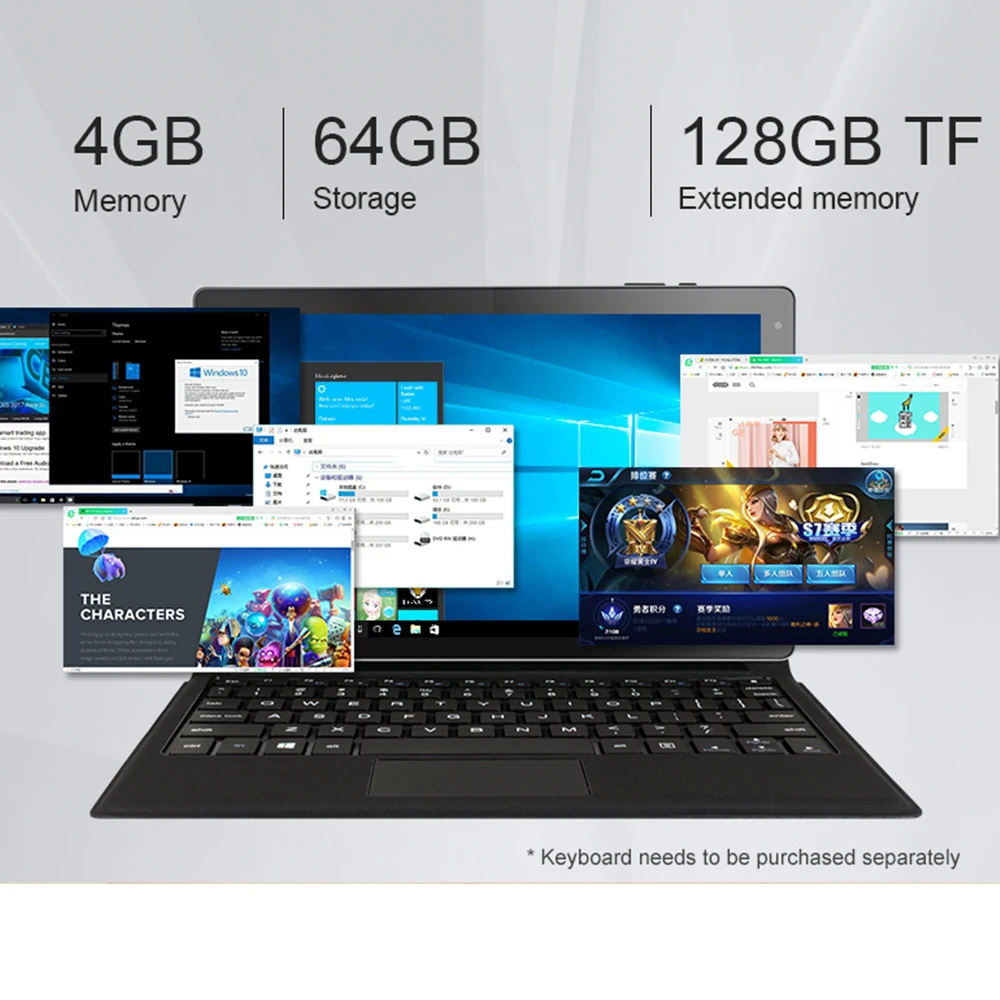 10,1 дюймов 2 в 1 планшет 1920*1200 FHD экран Перемычка EZpad 7 windows 10 планшеты ПК Intel Cherry Trail X5-Z8350 4 ГБ DDR3 64 Гб eMMC