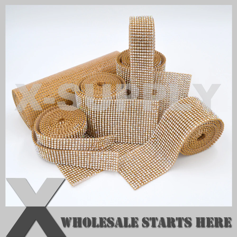 Металлические стразы 3 мм сетчатые Обрезанные завязки с кристаллами на золотой