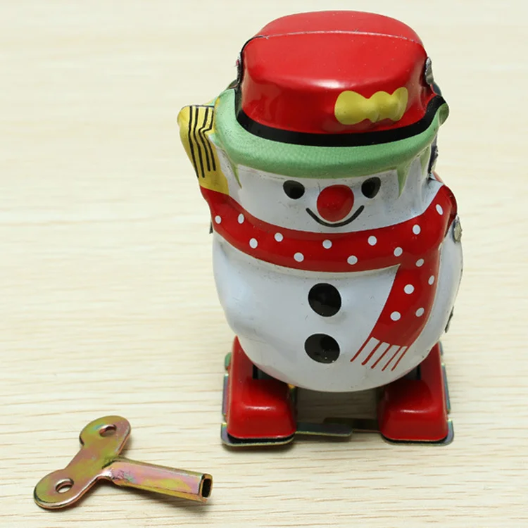 

[Funny] Adult Collection Retro Wind up toy Metal Tin Pull back waiking The Snowman toy snow man Mechanical toy Clockwork toy