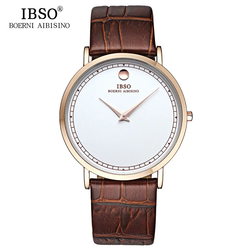 IBSO Ultra Thin Mens Watches 2019 Luxury Brand Genuine Leather Strap Fashion Quartz Watch Men Clock Relogio Masculino #2220
