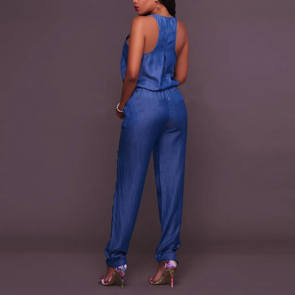 Женский джинсовый комбинезон свободного размера плюс Летний с высокой талией и