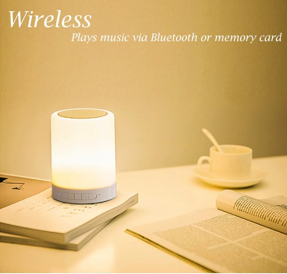 Светодиодный ночной Светильник Bluetooth портативный беспроводной динамик сенсорный цветной светодиодный прикроватный светильник, детская лампа, поддержка карт TF/AUX-in