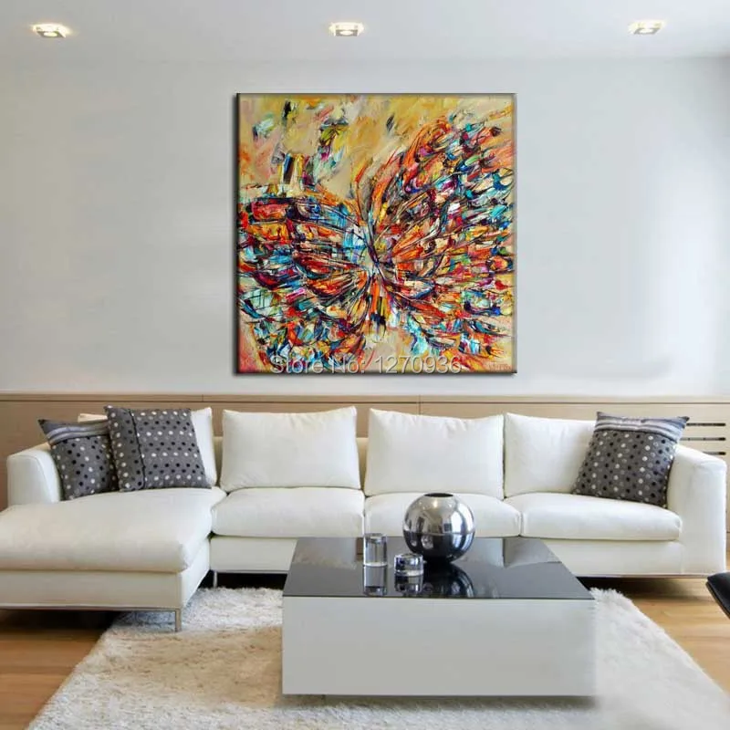 Beautiful Flying and Rest are Elegant Noble Butterfly Pretty Nice Hand Painted Wall Oil Painting on Canvas Knife | Дом и сад