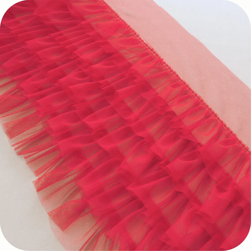 

1M Pleated Tulle Mesh Lace Fabric 45cm Stack Lace Trim Guipure Craft Supplies Laces Wedding Sewing Trimmings Embellishments LX24