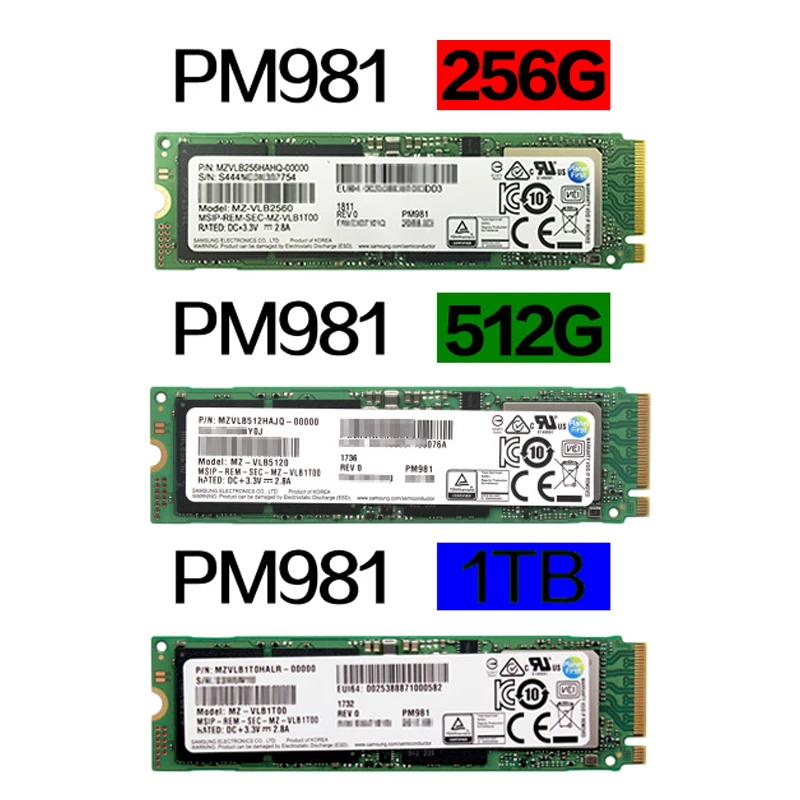 SAMSUNG SSD M.2 PM981 256 ГБ 512 1 ТБ твердотельного жесткого диска M2 NVMe PCIe 3 0x4 ноутбук