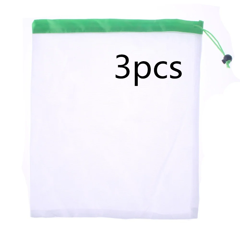 3pcs 1 шт/3 шт/5 шт многоразовые сетки производят сумки моющиеся экологически чистые сумки для Хранение продуктов фрукты овощи сумка для покупок - Цвет: 3pcs