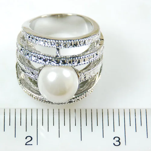 Женское кольцо с белым жемчугом серебряное Бесплатная доставка R265 США размер 6 7 8