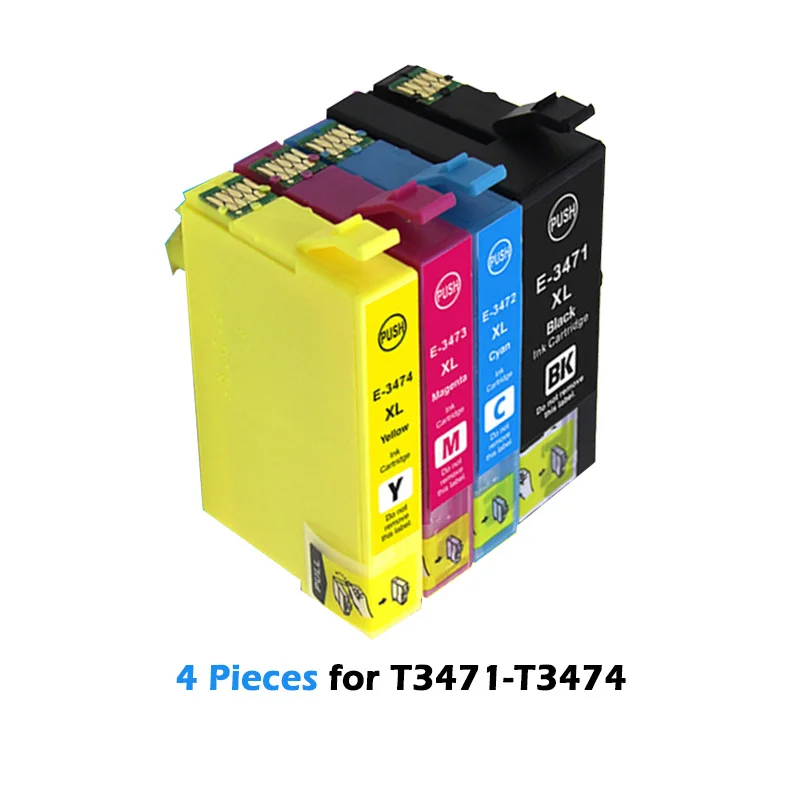 4 шт. совместимые чернильные картриджи T3471 T3472 T3473 T3474 для Epson рабочей силы Pro WF-3725DWF
