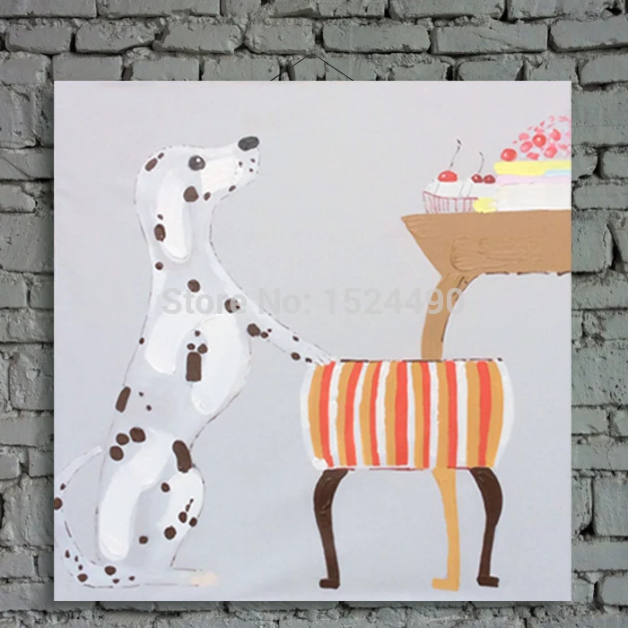 Картина маслом с животными картины ручной работы надписью Love To красть Eat Dog декор