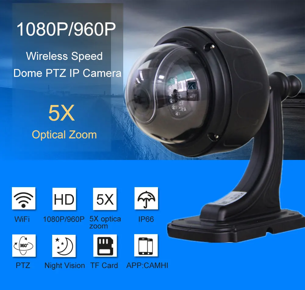 ZILNK IP камера 1080P HD уличная скоростная купольная камера PTZ 5X Zoom Беспроводная Wifi сеть Onvif P2P 2.0MP CCTV камера безопасности