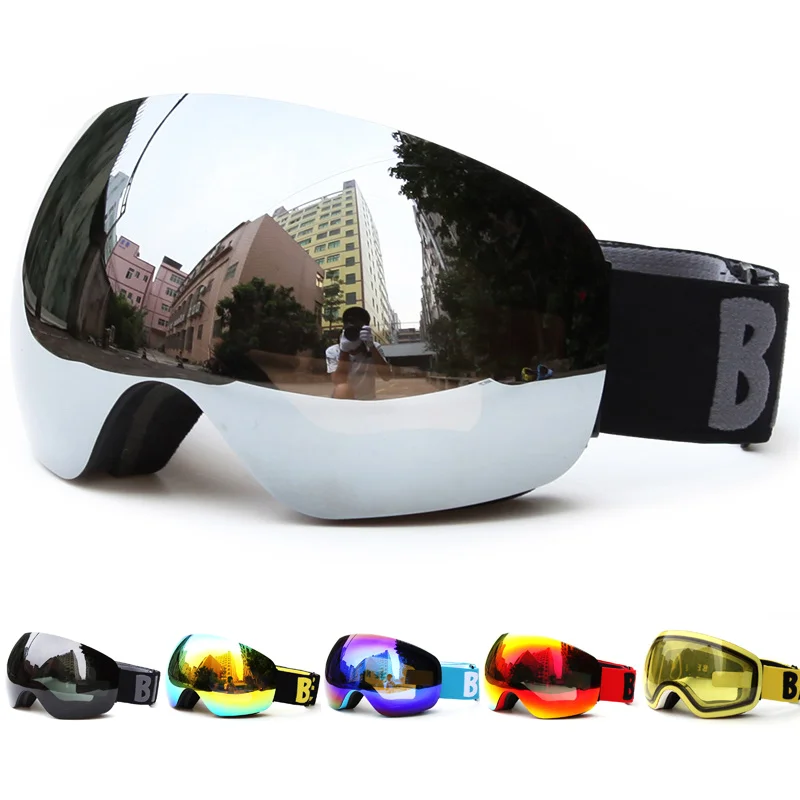 

Профессиональные лыжные очки с большой оправой и двойными линзами UV400, незапотевающие очки для взрослых, для сноуборда, катания на лыжах, дл...