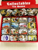 free shipping32pcsbox vintage style mini tin box metal coin saver jewerly case pill case 16 designs candy box route 66