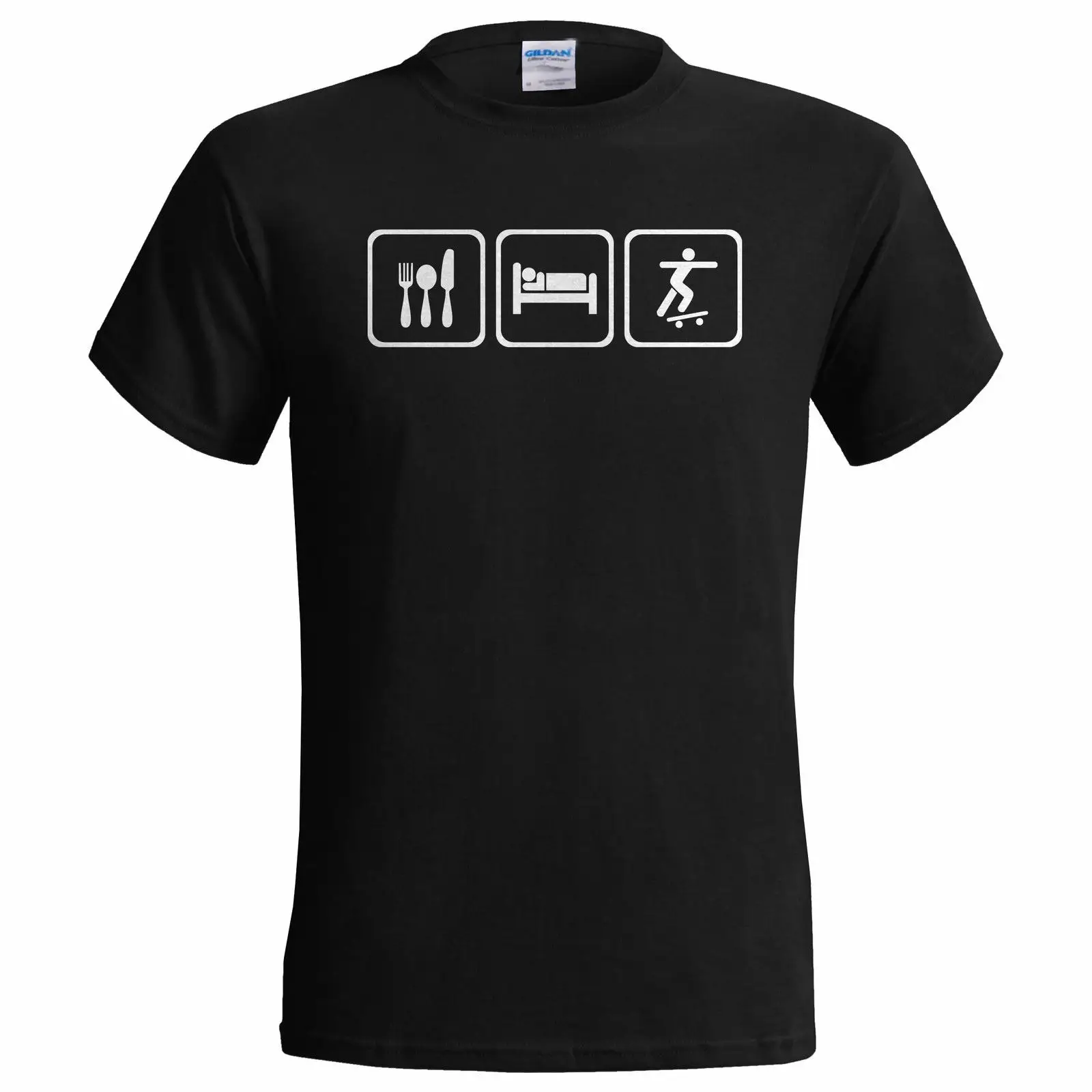 Футболка мужская для скейтборда забавная тенниска с надписью Eat Sleep летняя