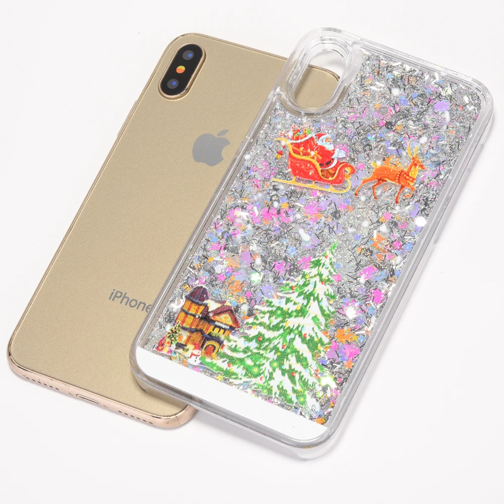 Для iphone 7 plus чехол роскошный Рождественский прозрачный блеск зыбучие пески