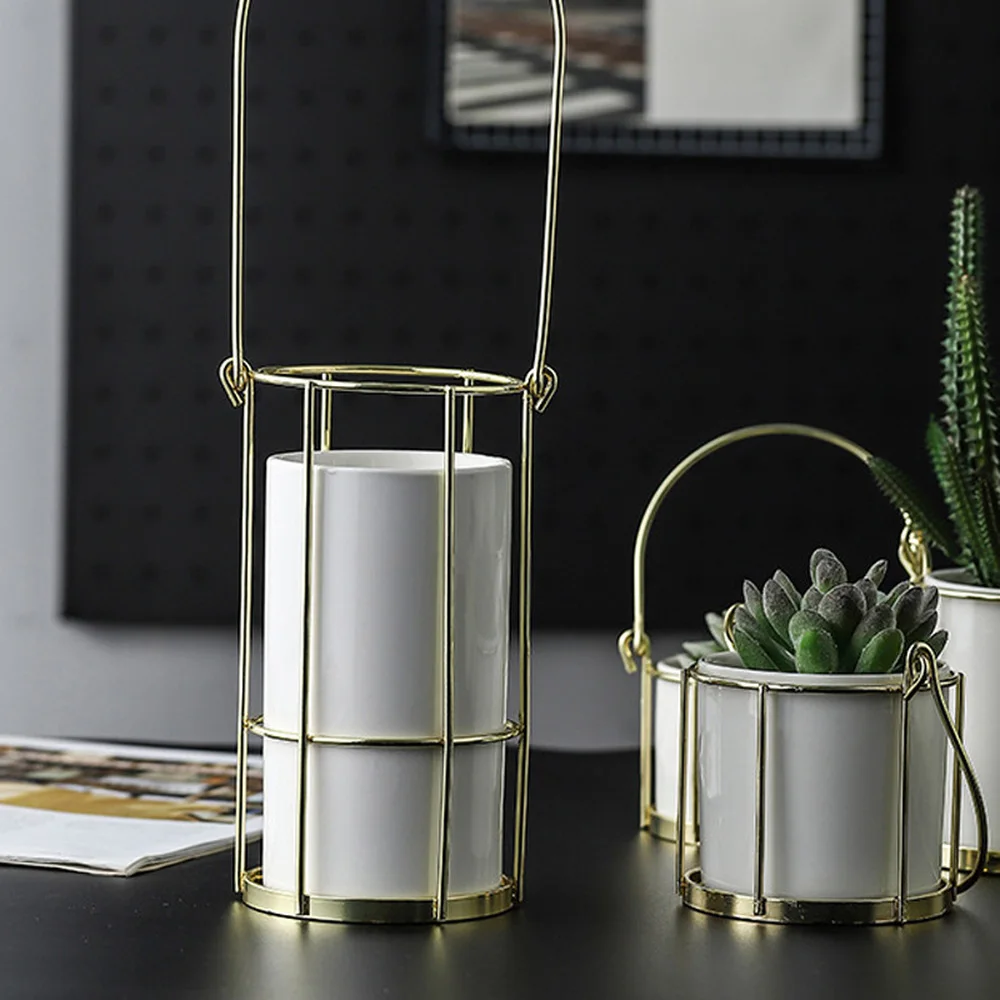 Скандинавский Настольный Минимализм стиль ваза Золотая железная керамика